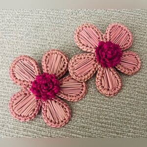 Victoria Dunn Iraca Palm Earrings | Floral | Pink